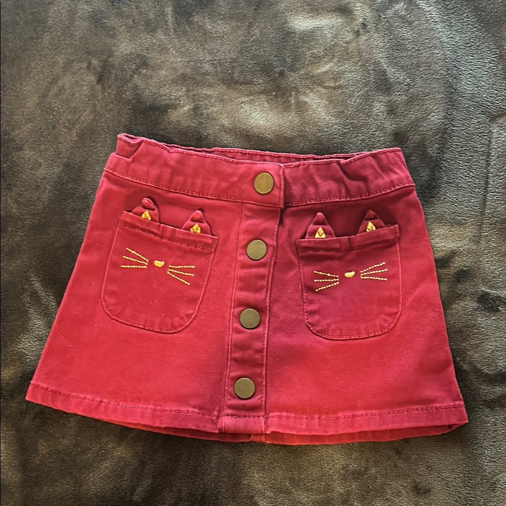 Carter’s Kids Cat Pocket Skirt - Maroon red 3T